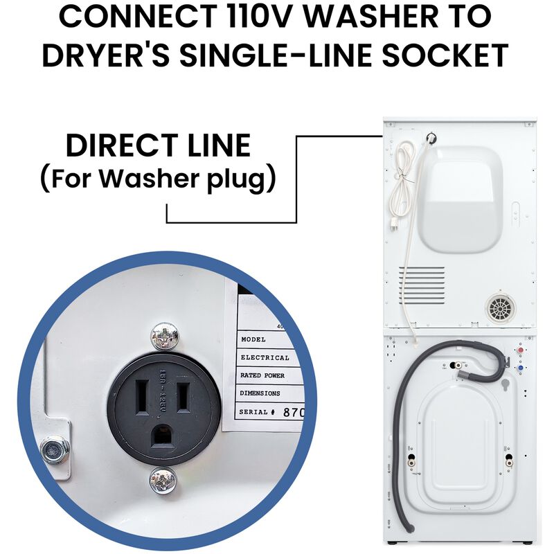 Equator Compact 24 in. 1.57 cu. ft. Electric Front Load Laundry Center with Sensor Dry, Pet & Sanitize Cycle - White, , hires