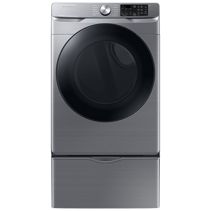 Samsung 27 in. 7.5 cu. ft. Smart Stackable Front Load Electric Dryer with Sanitize Cycle & Sensor Dry - Platinum, Platinum, hires