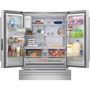 Sharp 36 in. 28.9 cu. ft. Garage-Ready French Door Refrigerator with Ice & Water Dispenser - Stainless Steel, , hires