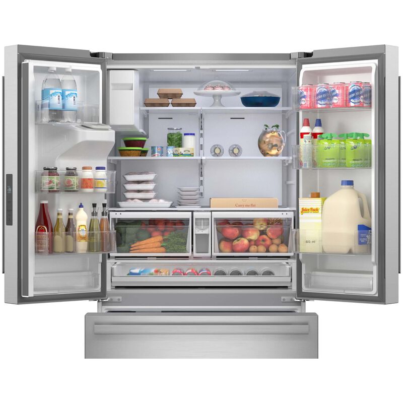 Sharp 36 in. 28.9 cu. ft. Garage-Ready French Door Refrigerator with Ice & Water Dispenser - Stainless Steel, , hires