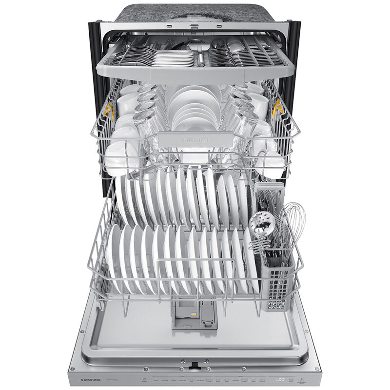 Samsung 24 in. Top Control Smart Dishwasher with 46 dBa Sound Level, 3rd-Rack, AutoRelease & Pocket - Stainless Steel, , hires