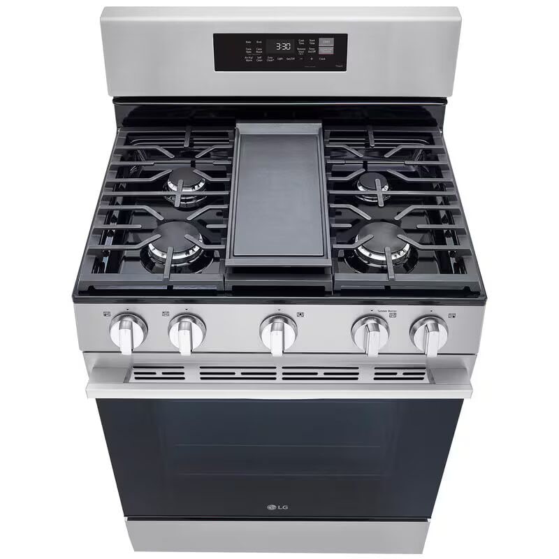 LG 30 in. 6.3 cu. ft. Smart Air Fry True European Convection Gas Range with 5 Sealed Burners & Griddle - Stainless Steel, , hires