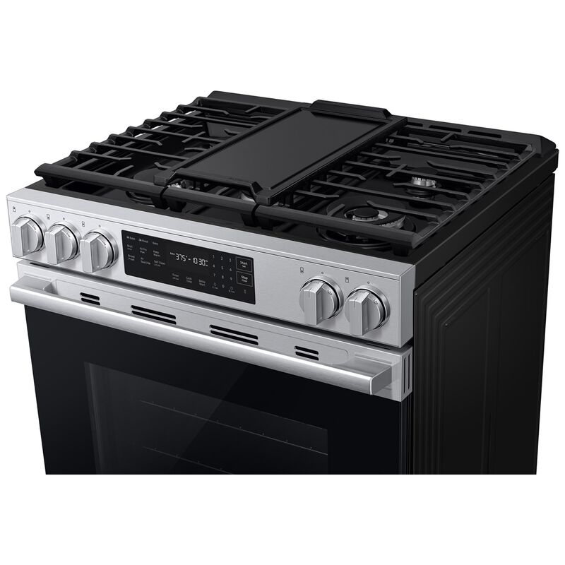 Samsung Bespoke 30 in. 6.0 cu. ft. Smart Air-Fry True European Convection Slide-In Gas Range with 5 Sealed Burners & Griddle - Stainless Steel, Stainless Steel, hires