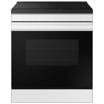 Samsung Bespoke 30 in. 6.3 cu. ft. Smart Air Fry Convection Oven Slide-In Electric Range with 4 Induction Zones - White Glass | NSI6DB930012