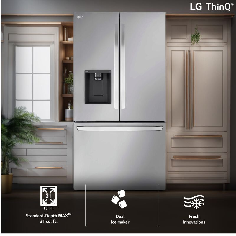 LG 36 in. 30.7 cu. ft. Smart French Door Refrigerator with Ice & Water Dispenser - PrintProof Stainless Steel, , hires