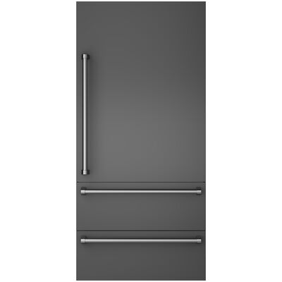 Viking 36 in. Integrated Bottom-Freezer Right Hinge Door Panel Kit with Handle - Damascus Gray | VI7364BDPRDG