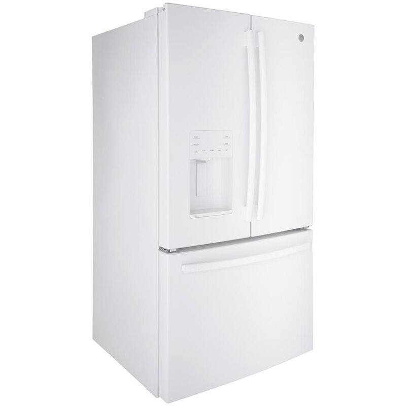 GE 36 in. 25.6 cu. ft. French Door Refrigerator with Ice & Water Dispenser - White, White, hires