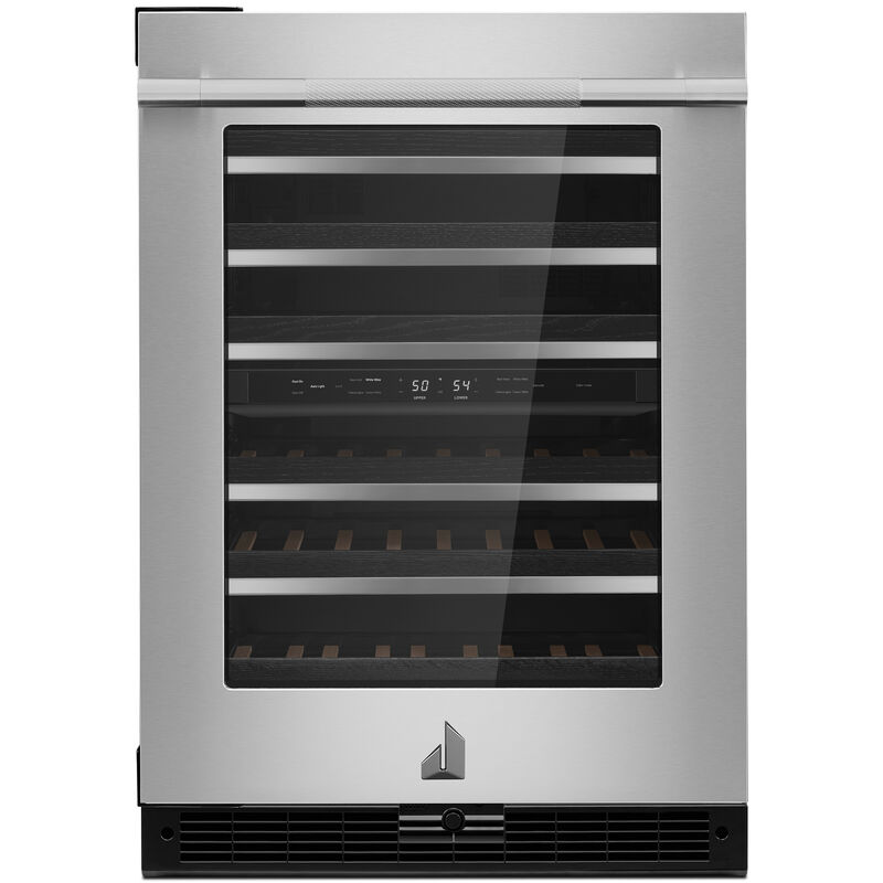 JennAir Rise 24 in. Undercounter Wine Cooler with Wood Racks, Dual Temperature Zones & 45 Bottle Capacity - Stainless Steel, , hires
