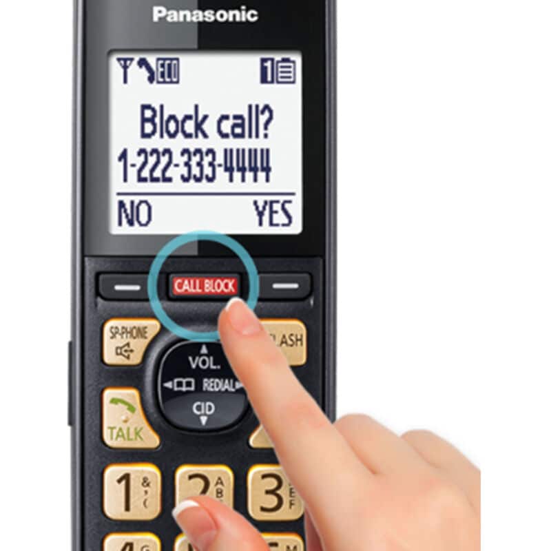 Panasonic Cordless Phone with Advanced Call Block, One-Ring Scam Alert, and 2-Way Recording with Answering Machine, 4 Handsets - Black, , hires