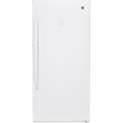 GE 28 in. 14.1 cu. ft. Garage-Ready Upright Freezer - White | FUF14SMRWW