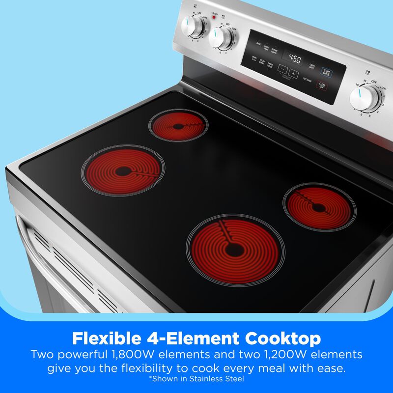 Midea 30 in. 6.3 cu. ft. Electric Range with Radiant Burners - Black, Black, hires