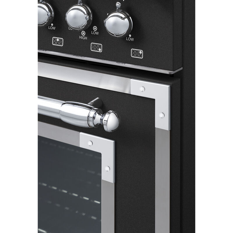 Bertazzoni Heritage Series 48 in. 7.1 cu. ft. Dual Convection Double Oven Gas Range with 6 Sealed Burners & Griddle - Matte Black, Matte Black, hires