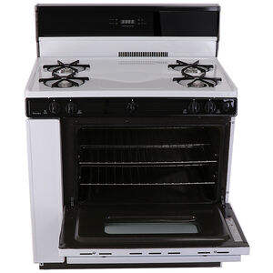 Premier 36 in. 3.9 cu. ft. Oven Freestanding Gas Range with 4 Open Burners - White, White, hires