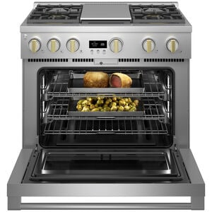 Monogram Statement Series 36 in. 6.2 cu. ft. Smart Standard Convection Gas Range with 4 Sealed Burners & Griddle - Stainless Steel, , hires