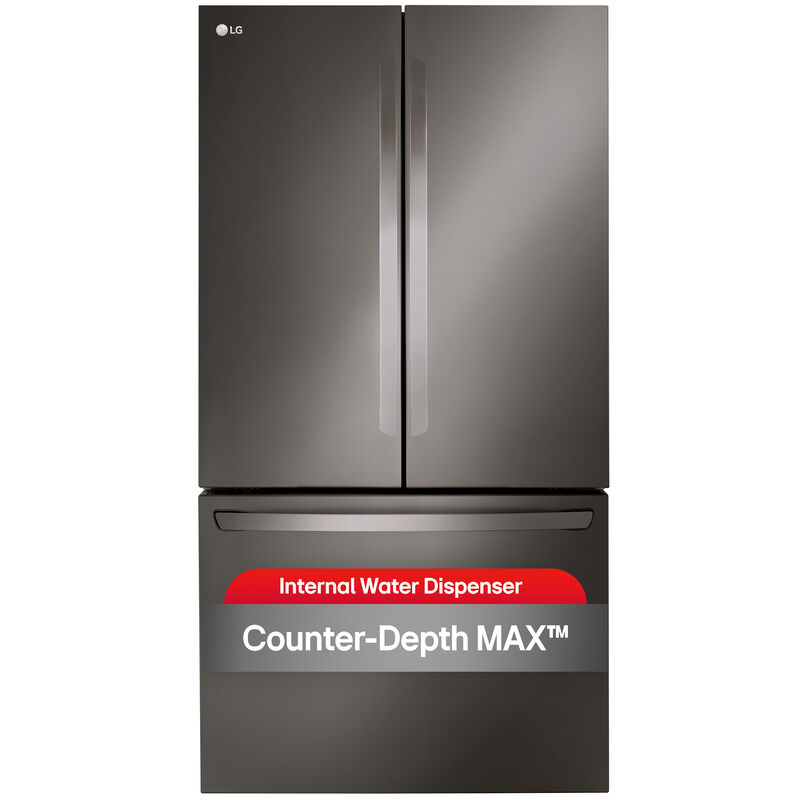 LG 36 in. 26.5 cu. ft. Smart Counter Depth French Door Refrigerator with Internal Water Dispenser - Black Stainless Steel, Black Stainless Steel, hires
