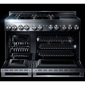 JennAir Rise Series 48 in. 6.3 cu. ft. Smart True European Convection Double Oven Gas Range with 6 Sealed Burners & Griddle - Stainless Steel, , hires