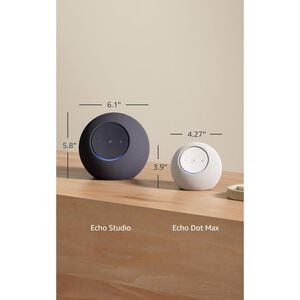 Amazon Echo Dot Max (newest model), Alexa speaker with room-filling sound and built-in smart home hub, designed for Alexa+ (Glacier White), , hires