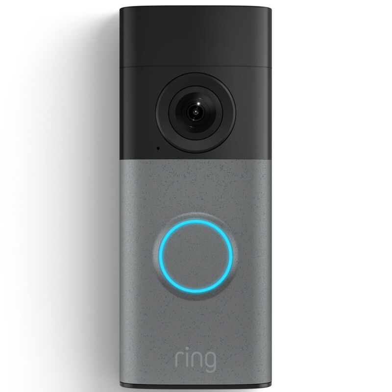 Ring - Wired Doorbell (newest model) Retinal 2K with wide-angle video, up to 6x Enhanced Zoom, and Two-Way Talk - Speckled Grey, , hires