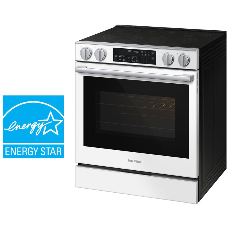 Samsung Bespoke 30 in. 6.3 cu. ft. Smart Air-Fry True European Convection Slide-In Electric Range with Radiant Burners - White Glass, White Glass, hires