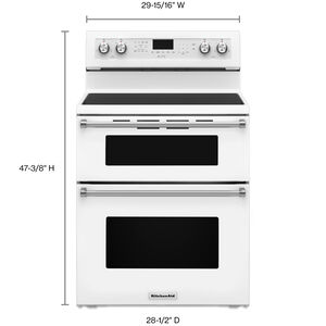 KitchenAid 30 in. 6.7 cu. ft. Convection Double Oven Freestanding Electric Range with 5 Smoothtop Burners - White, White, hires