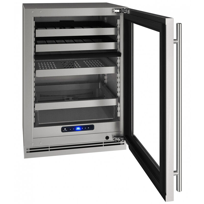 U-Line 5 Class Series 24 in. 5.1 cu. ft. Built-In/Freestanding Beverage Center with Dual Zones & Digital Control - Stainless Steel, , hires