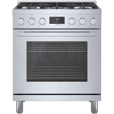 Bosch 800 Series 30 in. 3.6 cu. ft. Standard Convection Gas Range with 5 Sealed Burners - Stainless Steel | HGS8055UC
