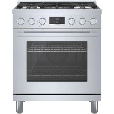 Bosch 800 Series 30 in. 3.7 cu. ft. Convection Oven Freestanding Gas Range with 5 Sealed Burners - Stainless Steel | HGS8055UC