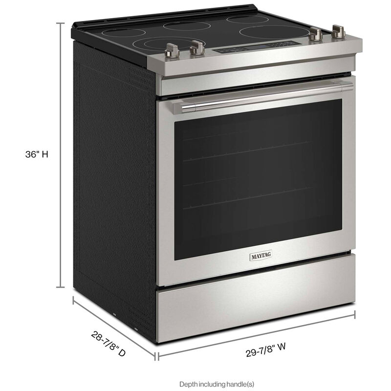 Maytag 30 in. 6.4 cu. ft. Air Fry True European Convection Slide-In Electric Range with Radiant Burners - Fingerprint Resistant Stainless, , hires