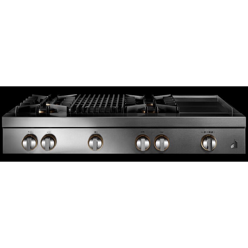 JennAir Rise 48 in. 4-Burner Natural Gas Rangetop with Griddle, Grill, Simmer & Burner Power Burner - Stainless Steel, , hires