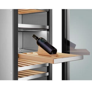 Signature Kitchen Suite Instaview 18 in. Built-in Smart Wine Cooler with Metal & Wood Racks, Dual Temperature Zones & 71 Bottle Capacity - Custom Panel Ready, , hires