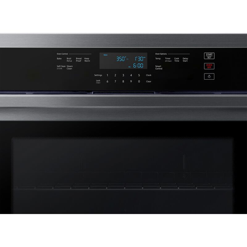 Samsung 30 in. 5.1 cu. ft. Smart Electric Single Wall Oven - Fingerprint Resistant Black Stainless Steel, Black Stainless, hires