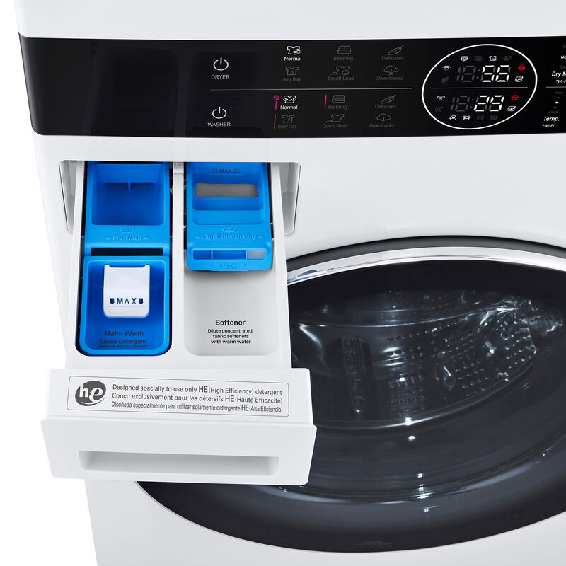 LG 27 in. 5.0 cu. ft. Smart Electric Front Load Ventless WashTower with Heat Pump, Center Control, AI Sensor Dry, Sanitize & Steam Cycle - White, , hires