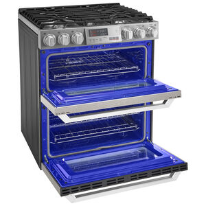 LG Signature Signature Series 30 in. 7.3 cu. ft. Smart True European Convection Double Oven Slide-In Dual Fuel Range with 4 Sealed Burners & Griddle - Stainless Steel, , hires