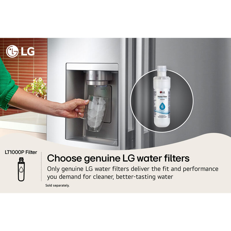 LG 36 in. 25.5 cu. ft. Smart Counter Depth French Door Refrigerator with Ice & Water Dispenser - PrintProof Noble Steel, , hires