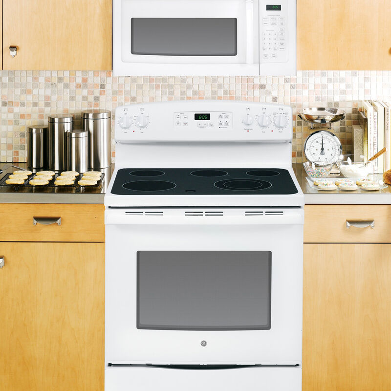 GE 30 in. 1.6 cu. ft. 1000W Over-the-Range Microwave with 300 CFM - White, White, hires