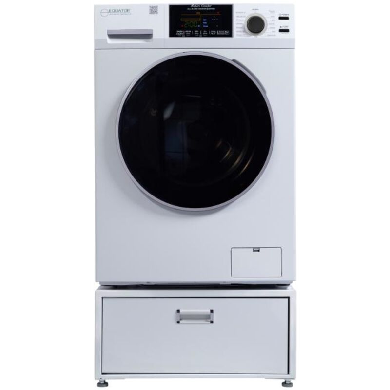 Equator Universal Laundry Pedestal for 24" Washer, Dryer & Combo with Storage Drawer - White, , hires