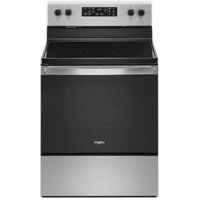 Whirlpool 30 in. 5.3 cu. ft. Oven Freestanding Electric Range with 5 Smoothtop Burners - Stainless Steel | WFE505W0JS