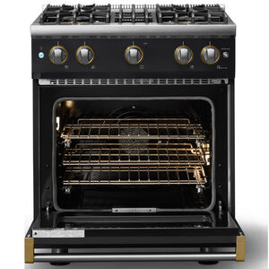 Viking 5 Series 30 in. 4.0 cu. ft. Standard Convection Gas Range with 4 Sealed Burners - Onyx - Natural Gas, Brushed Brass Trim Option, , hires