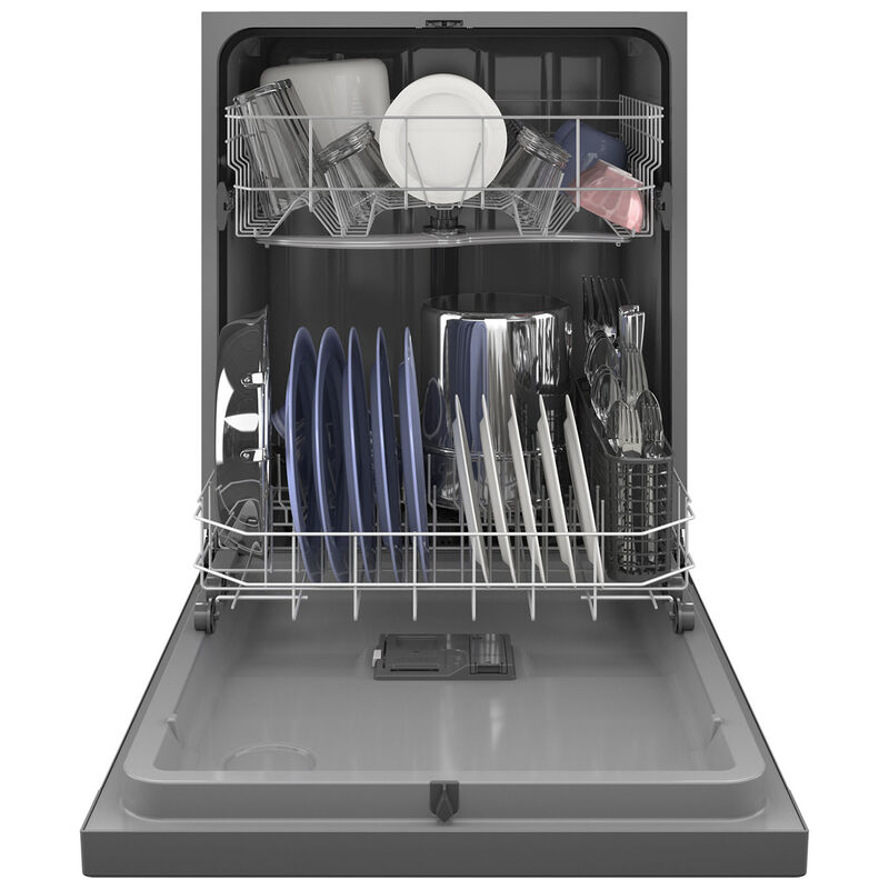 GE 24 in. Smart Built-In Dishwasher with Front Control, 59 dBA Sound Level, 12 Place Settings & 4 Wash Cycles - Stainless Steel, Stainless Steel, hires