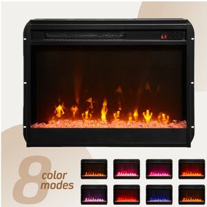 Lilola Ellington 70"W Gray Walnut Finish Fireplace TV Stand Console with Heater, LED Light, Cabinets, Shelves, , hires