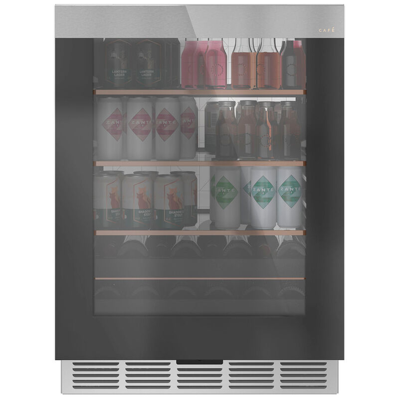 Cafe 24 in. 5.1 cu. ft. Built-In/Freestanding Beverage Center with Pull-Out Shelves & Digital Control - Platinum Glass, , hires