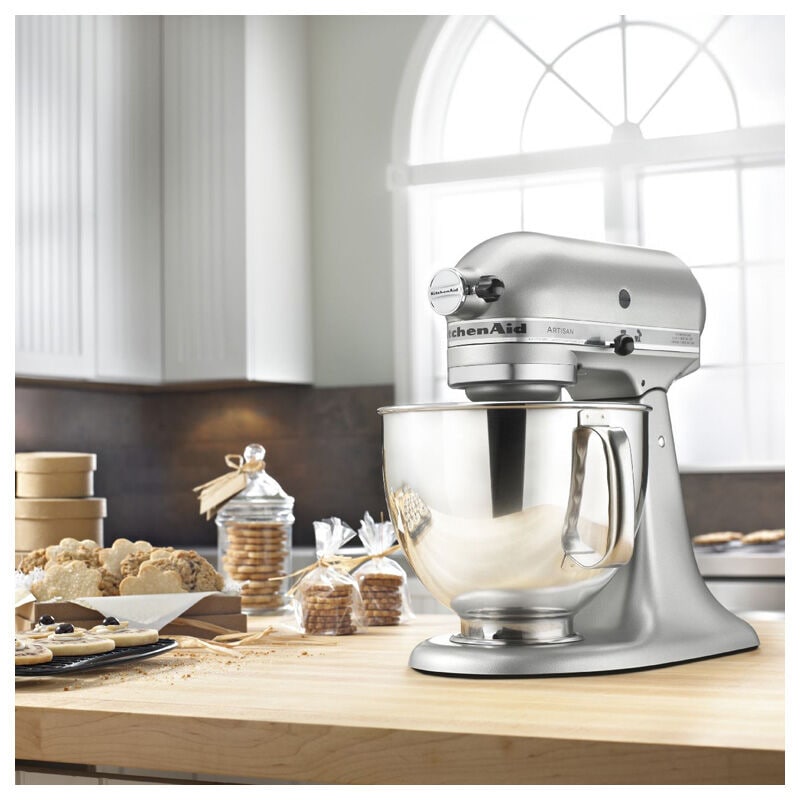 KitchenAid Artisan Series 10-Speed 5-Quart Electric Stand Mixer with Tilt-Head & 3 Attachments - Contour Silver, Contour Silver, hires