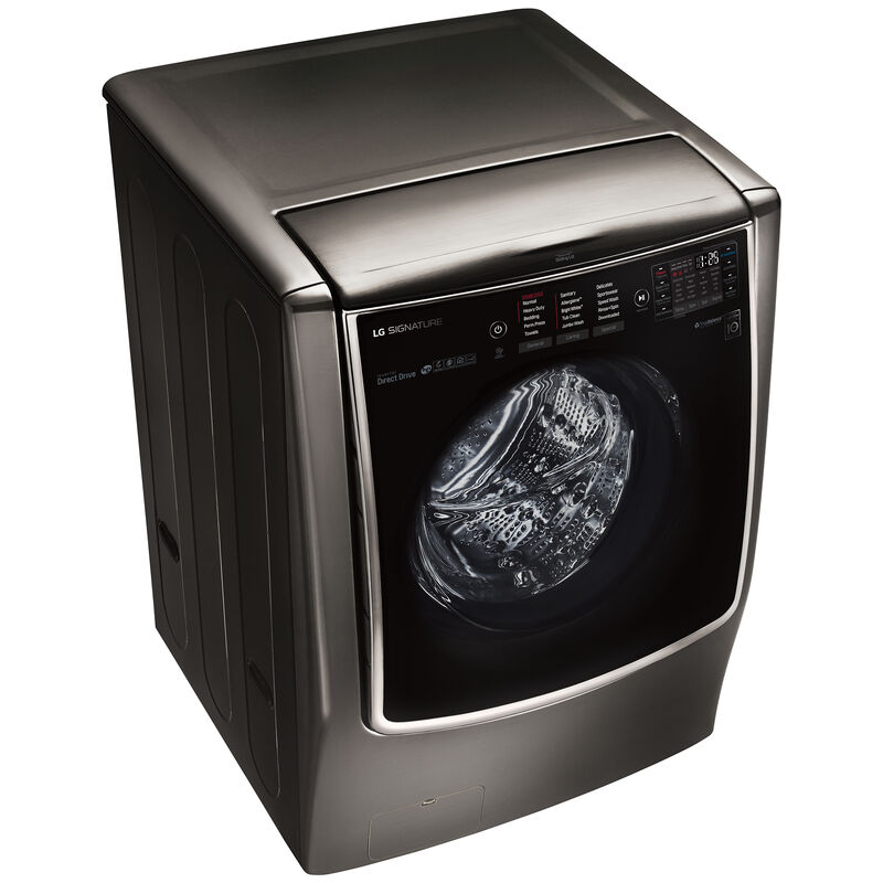 LG Signature 30 in. 5.8 cu. ft. Smart Front Load Washer with Sanitize Cycle, Steam Wash & Self Clean - Black Stainless Steel, , hires