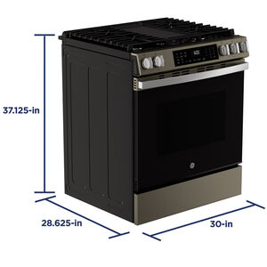 GE 30 in. 5.3 cu. ft. Smart Air Fry Standard Convection Slide-In Gas Range with 5 Sealed Burners & Griddle - Slate, , hires