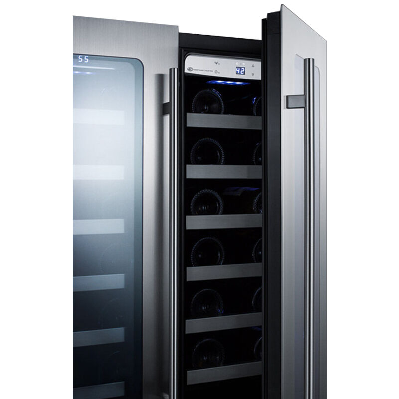 Summit Classic Collection 24 in. Compact Built-In or Freestanding Wine Cooler with 42 Bottle Capacity, Dual Temperature Zones & Digital Control - Stainless Steel, , hires