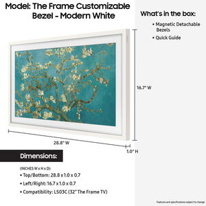 Samsung 32" The Frame Customizable Bezel Compatible with Samsung 2021-2024 The Frame TVs - White, , hires