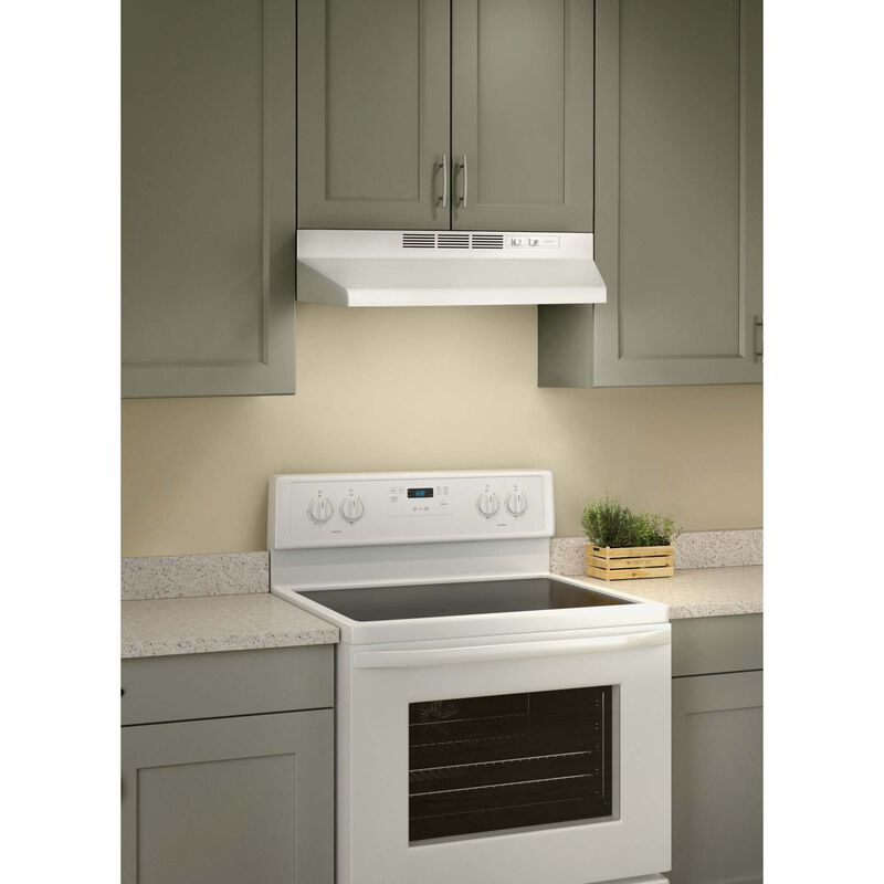 Broan 41000 Series 24 in. Standard Style Range Hood with 2 Speed Settings, Ductless Venting & Incandescent Light - White, , hires