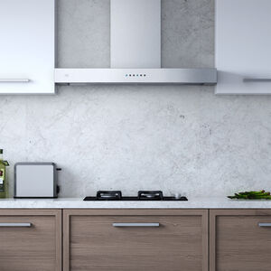 XO 24 in. Convertible Chimney Style Range Hood with 600 CFM, 3 Fan Speeds & 2 LED Lights - Stainless Steel, , hires