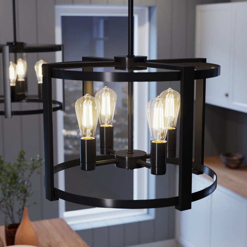 Hunter Astwood 18 in. 4-Light Chandelier - Matte Black, , hires
