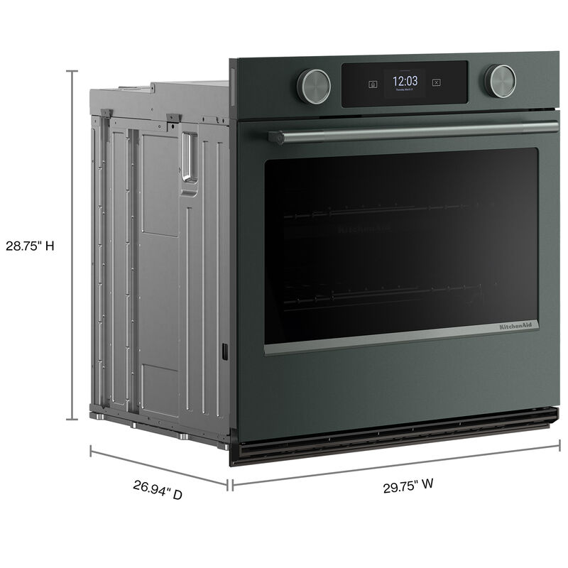 KitchenAid 30 in. 5.0 cu. ft. Smart Steam Electric Single Wall Oven with True European Convection - Juniper, , hires